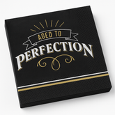 "Aged to Perfection" Birthday Lunch Napkins - Black & Gold, 16-Pack